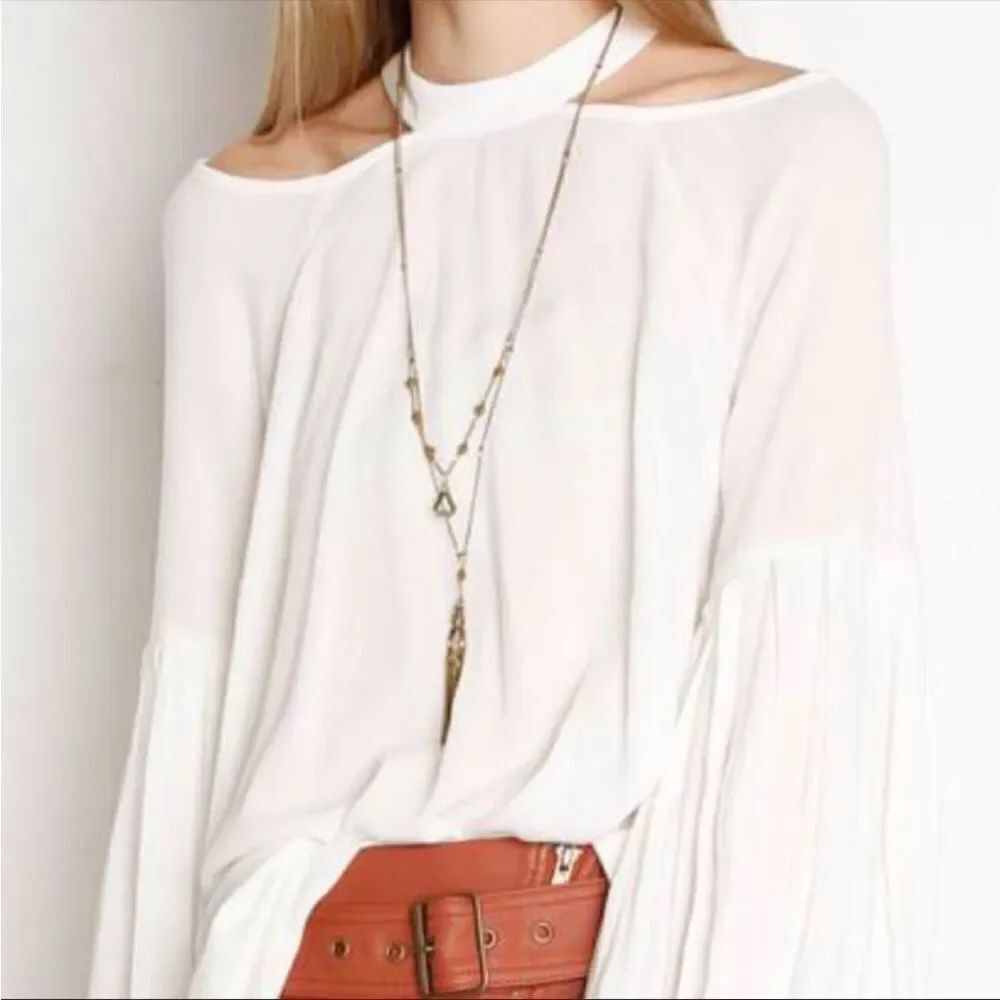 FREE PEOPLE | Drift Away Cold Shoulder Ivory Tunic Top or Dress Women’s Size S - Picture 4 of 13